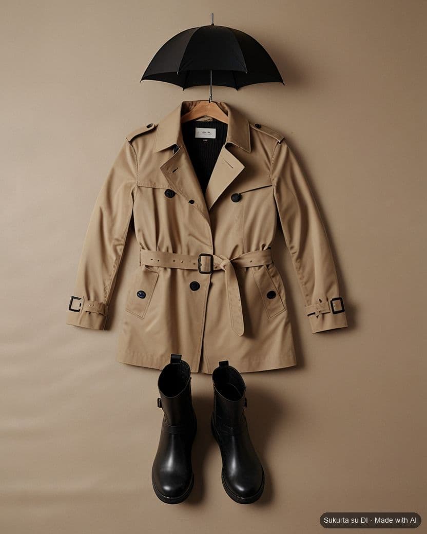 Today's look: A trench coat or a leather jacket, an umbrella