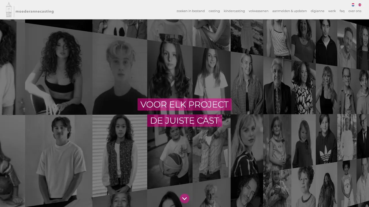 Moederannecasting website front page