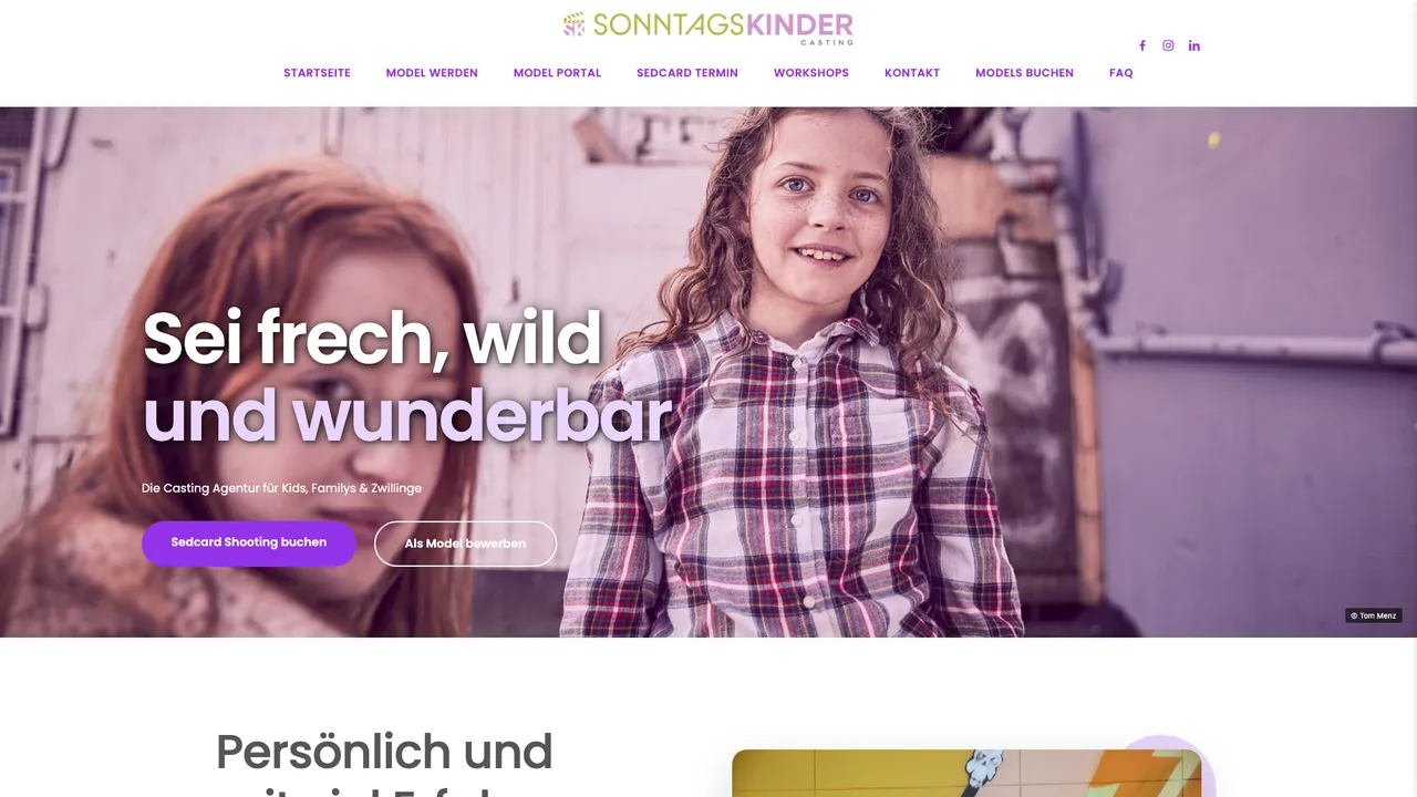 Sonntagskinder Casting website front page