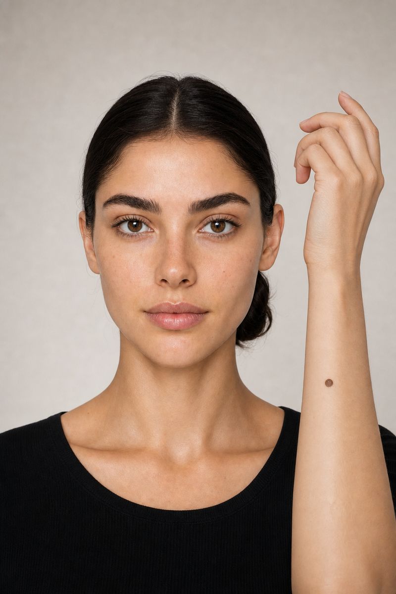 Patch test: a dot of tint on the inner forearm