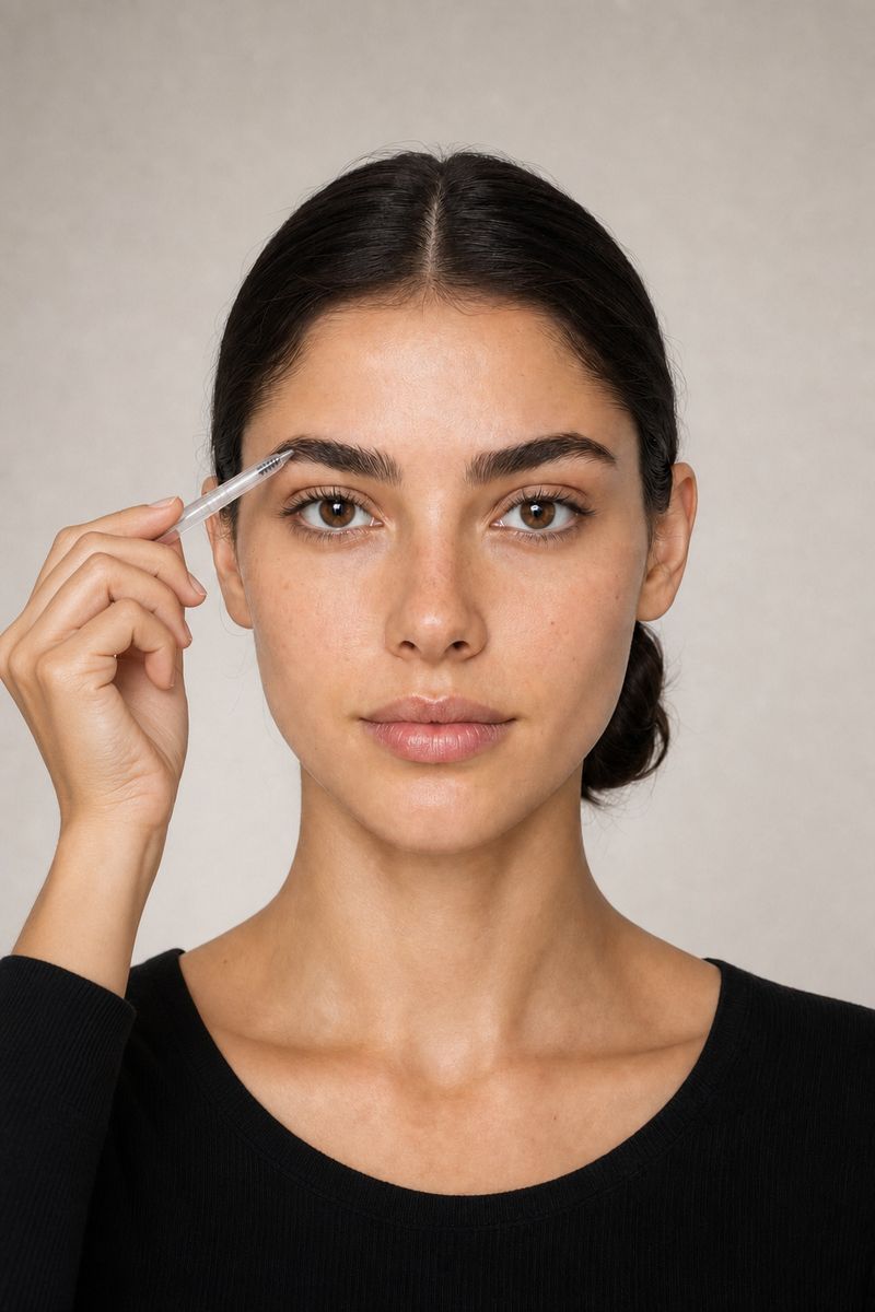Setting the eyebrow shape with a wax pencil