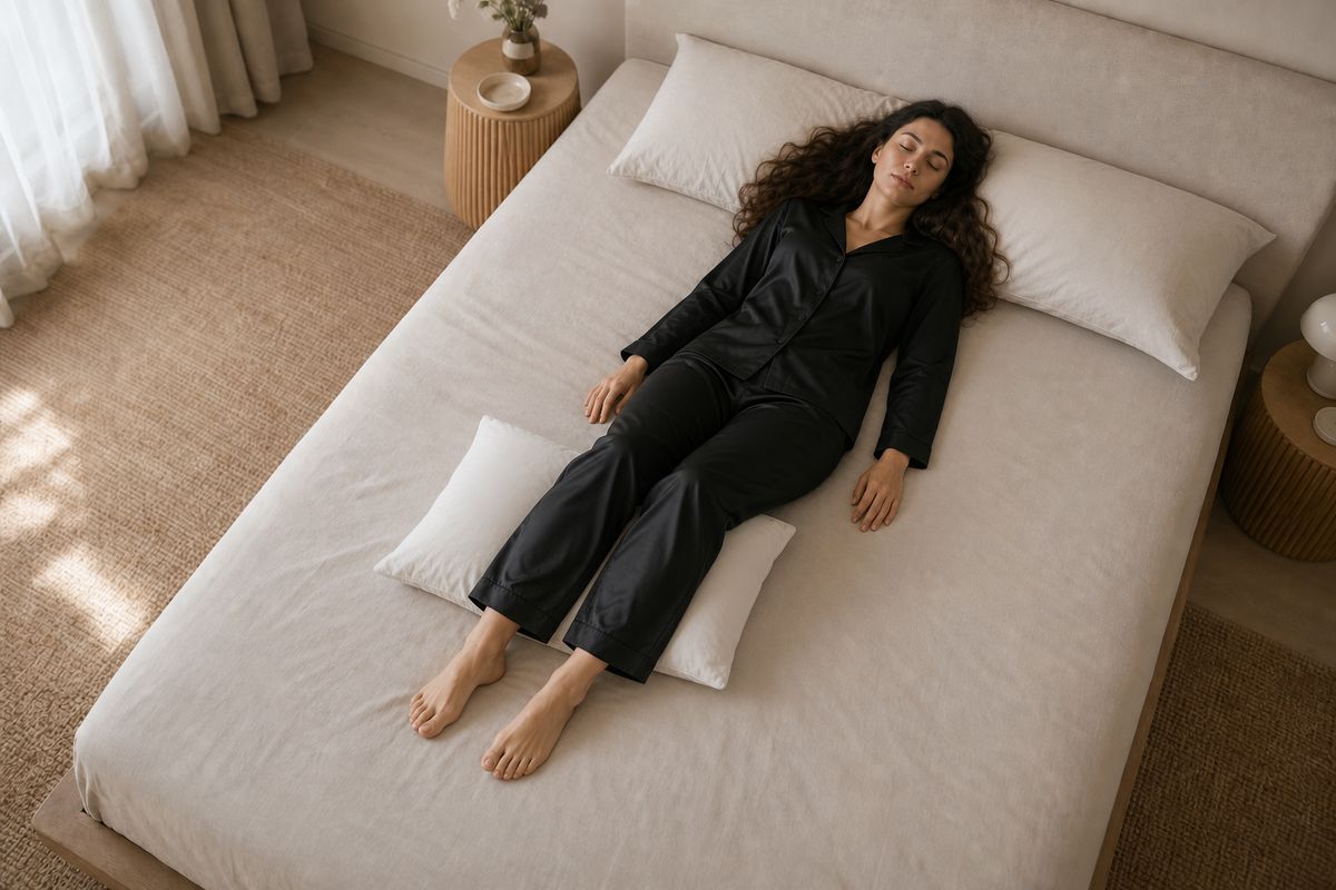 Sleeping on the back with a pillow under the knees