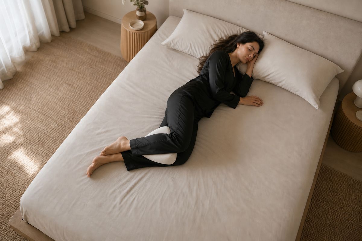 Sleeping on the side with a pillow between the knees