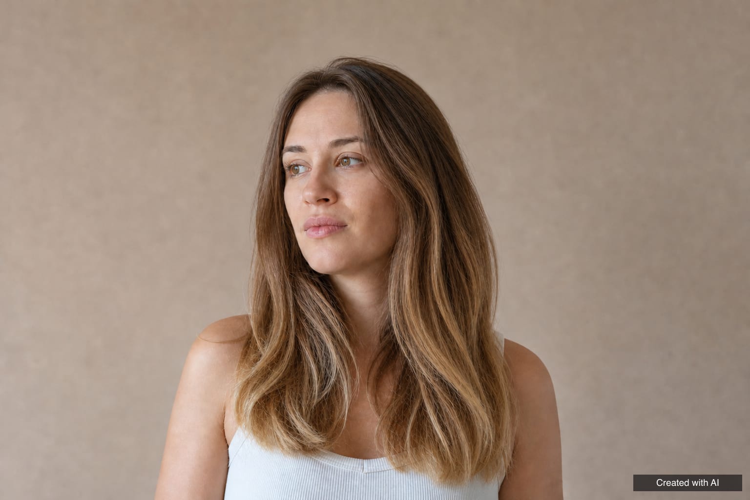 The same woman after hair botox: smoother, glossier hair with neater ends that keeps its natural body