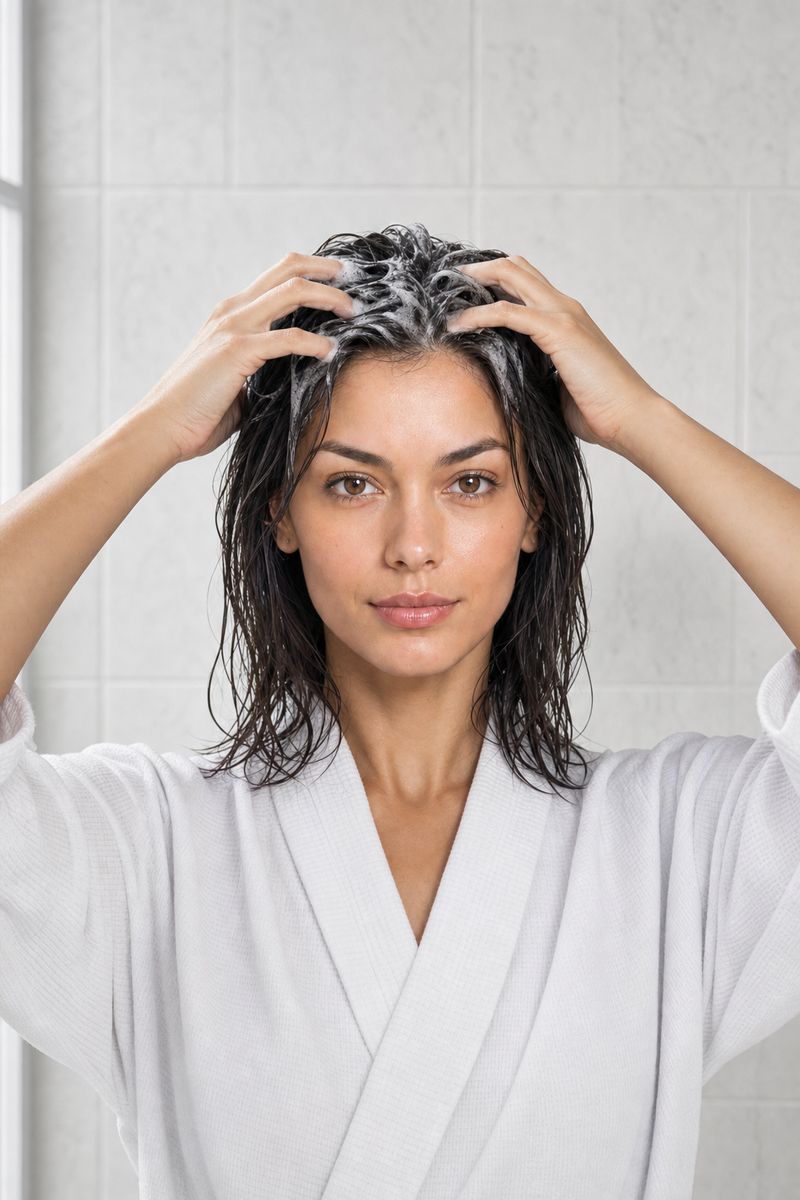 Shampoo applied to the scalp