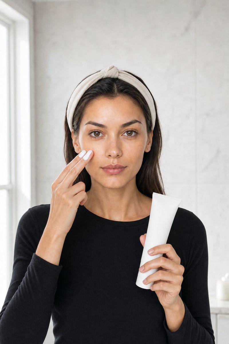 Applying sunscreen to the face