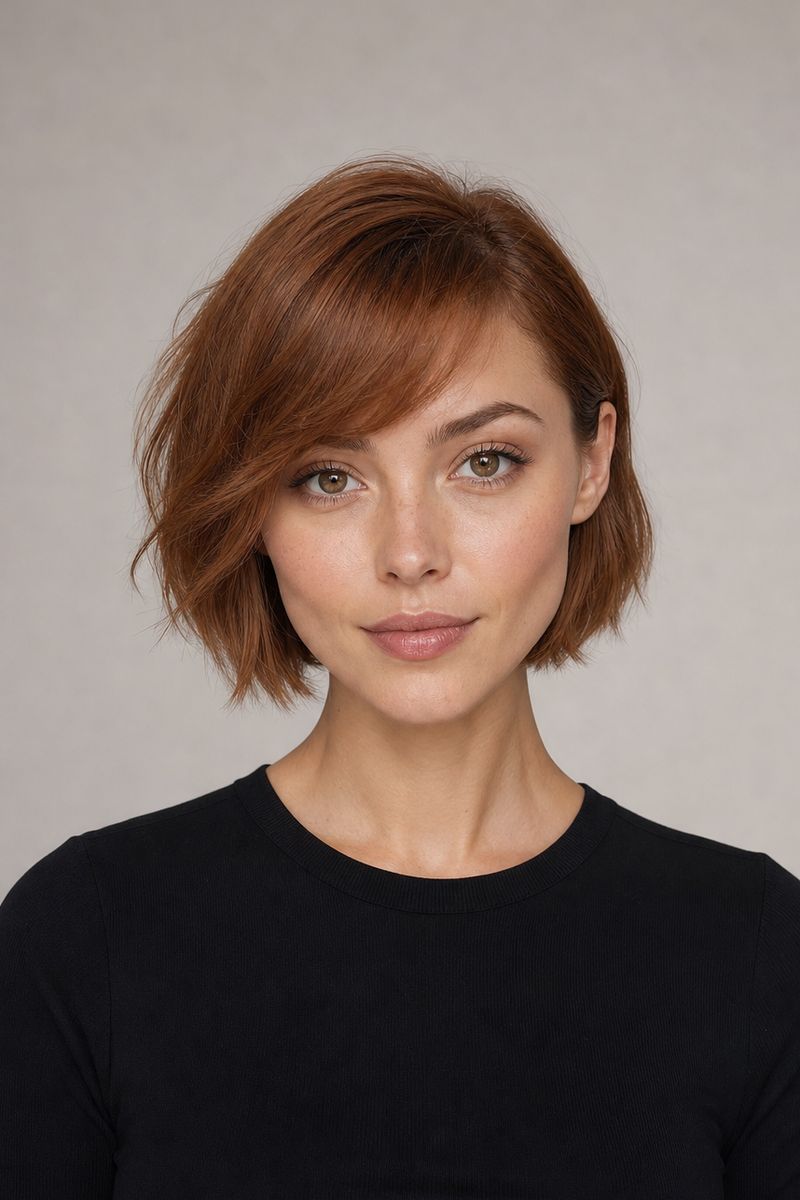 Diamond face Diamond face shape with a textured bob