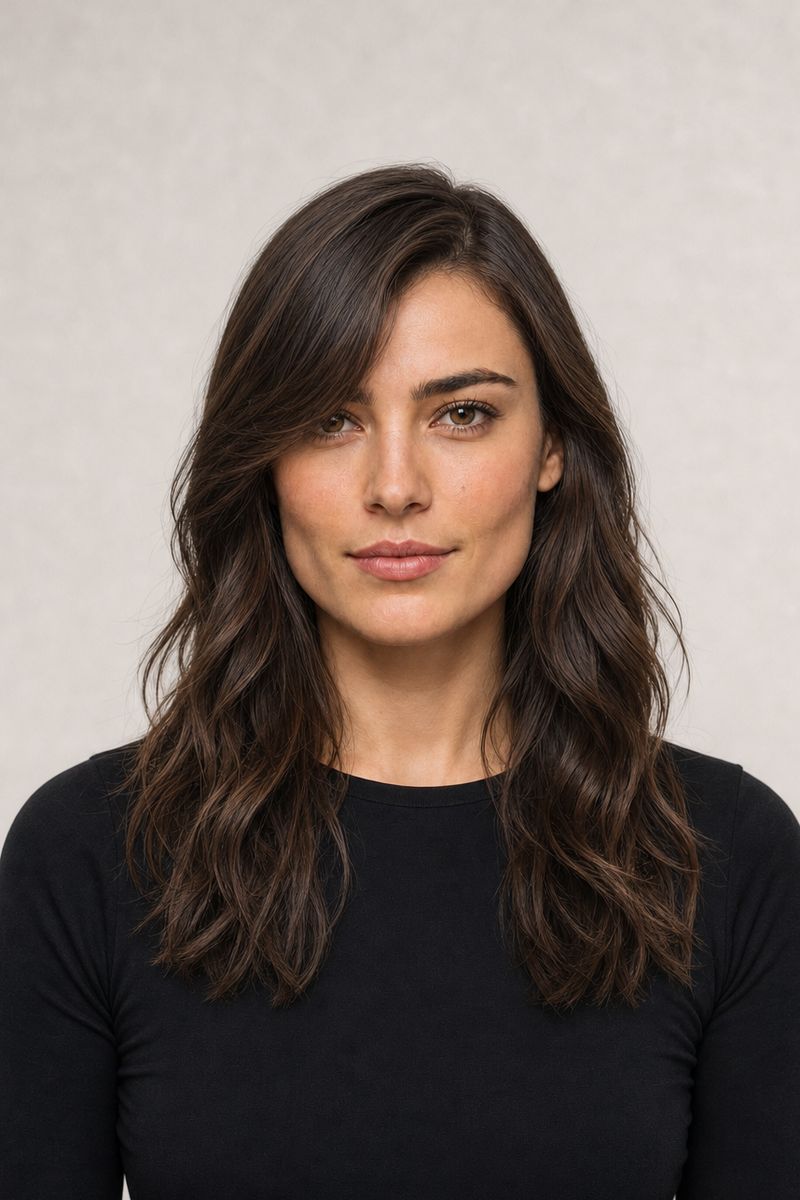 Square face shape: long layered hair Square face shape: long layered hair