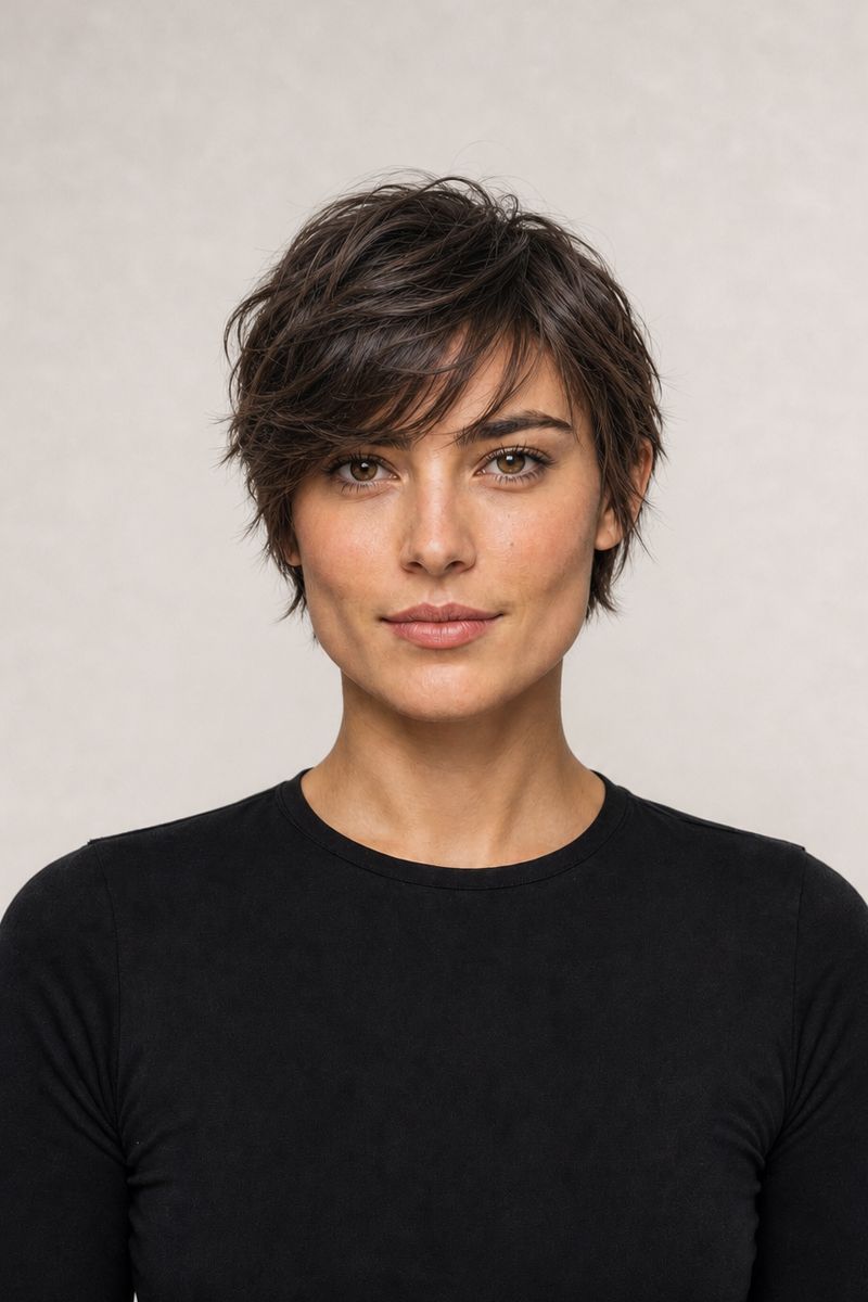 Square face shape: short tousled cut Square face shape: short tousled cut