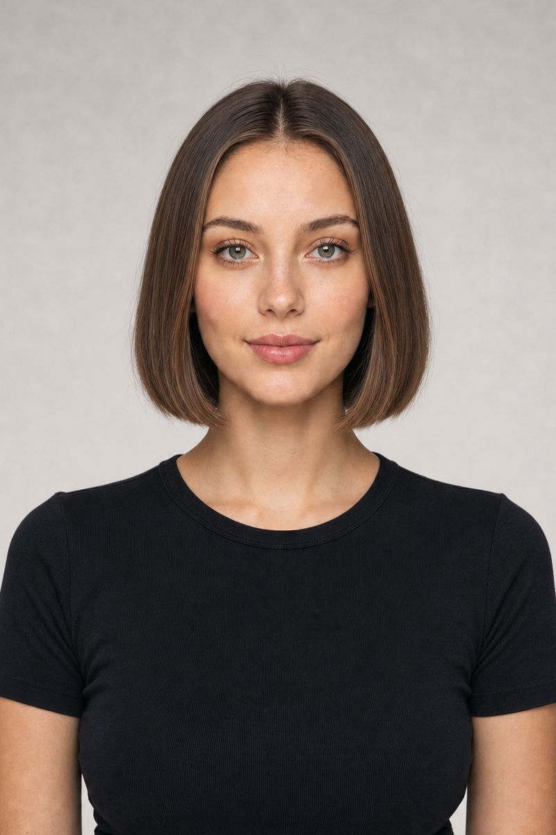 Oval face shape: chin-length bob Oval face shape: chin-length bob