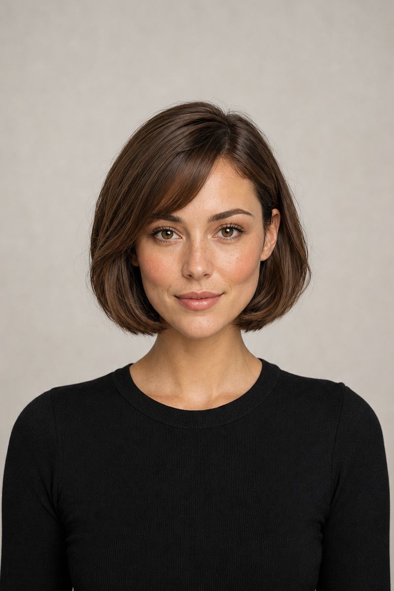 Heart shaped face Heart shaped face with a chin-length bob