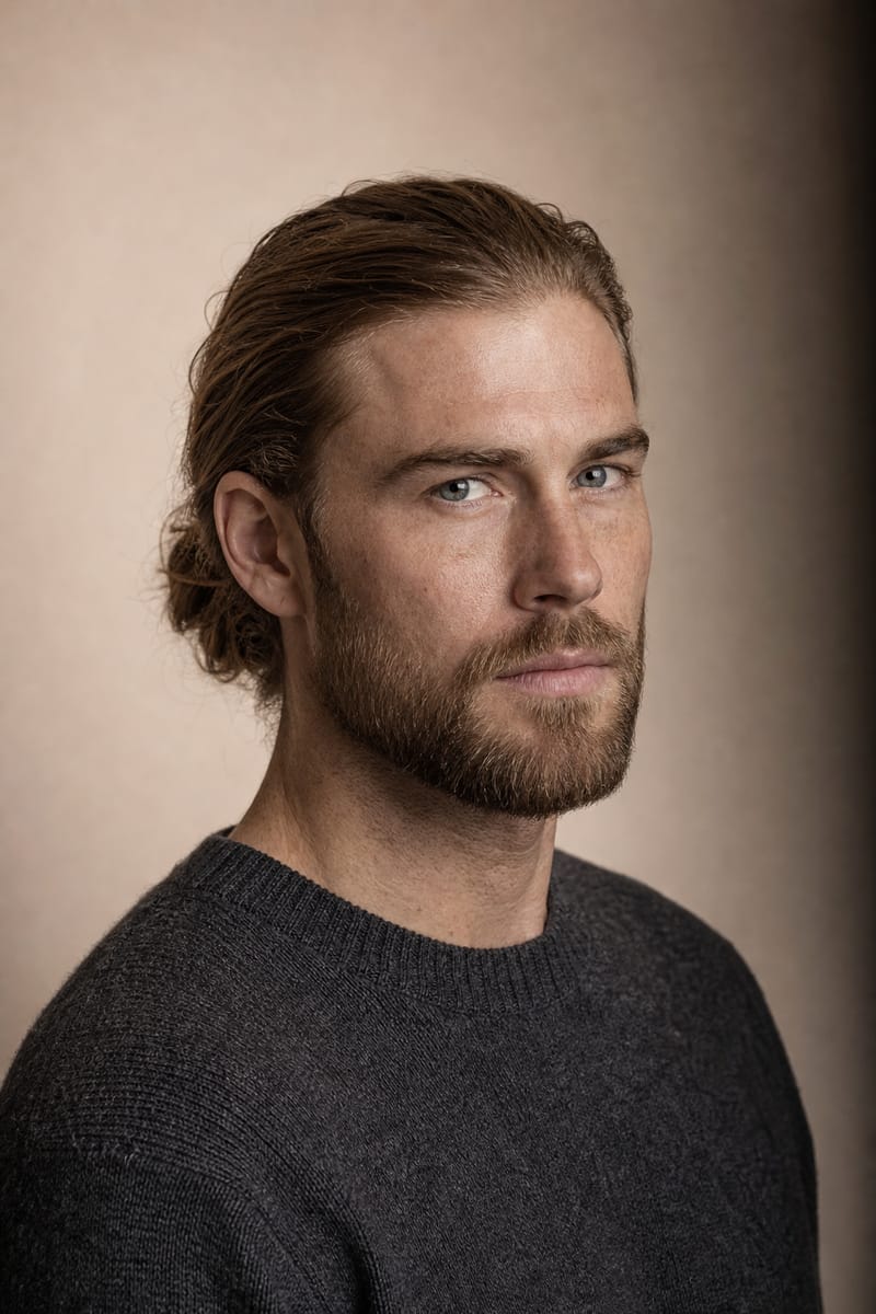 A man with a short even beard about 2 to 3 cm long, squared at the jaw with a clean neckline