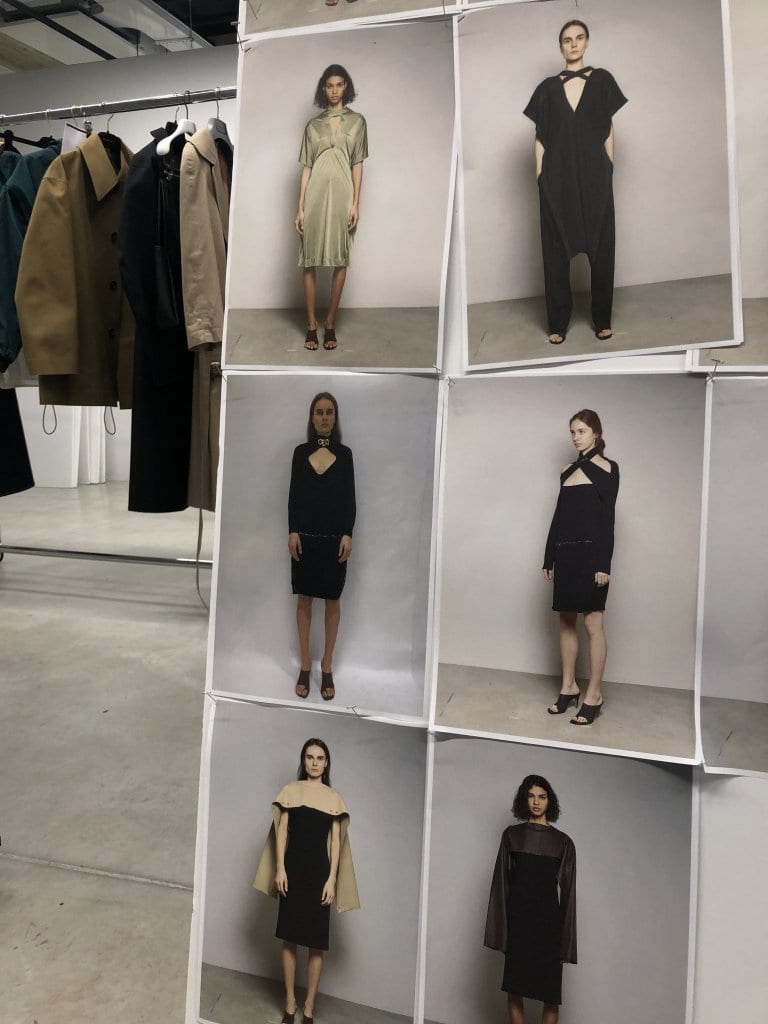 Pictures of fitted looks pinned to the wall